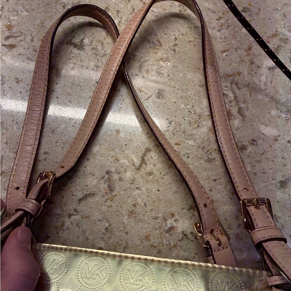 Michael Kors Metallic Gold Logo Tote with Leather Trim - Picture 4 of 11